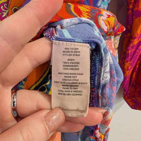 SOFT SURROUNDINGS Hermosa Top 3X Floral Multi color Print Blouse w/ Embroidery - Picture 8 of 10